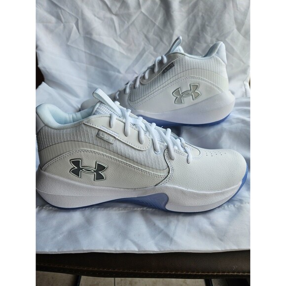 Under Armour Lockdown 7 White Silver Basketball Shoes Mens Size 10 Women 11.5 - Picture 3 of 12